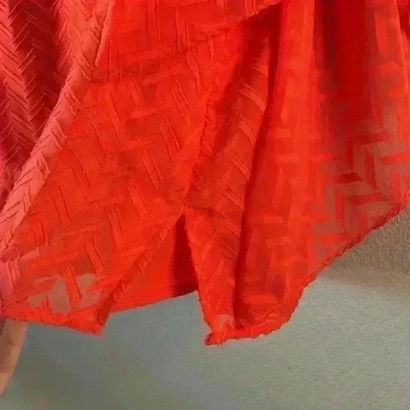 VINCE CAMUTO- NWT Orange Citrus Splash Ruffled Sleeves Blouse Sz Small - Picture 12 of 15